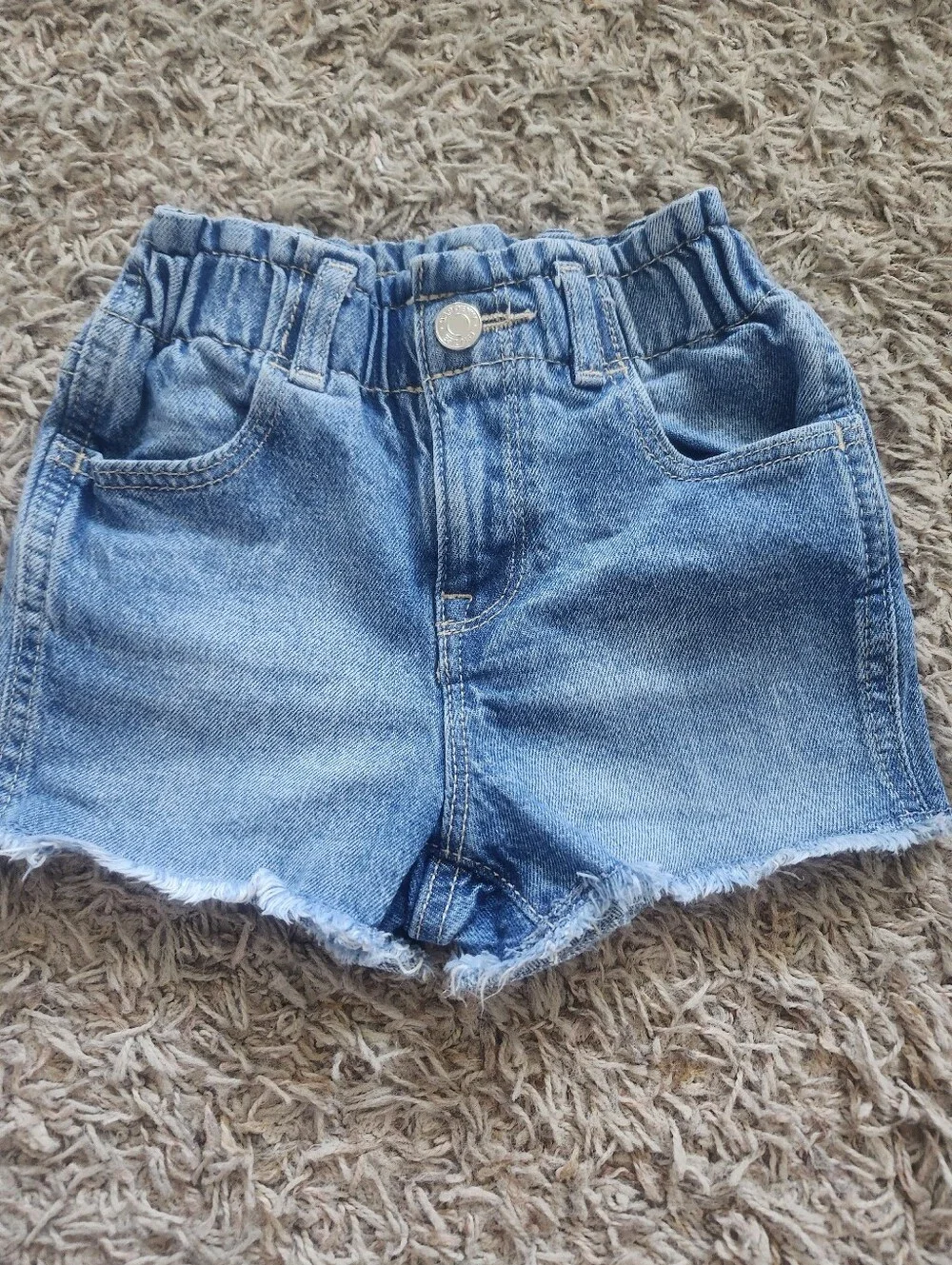 Gap Toddler Girls Light Blue Denim Shorts with Frayed Hem